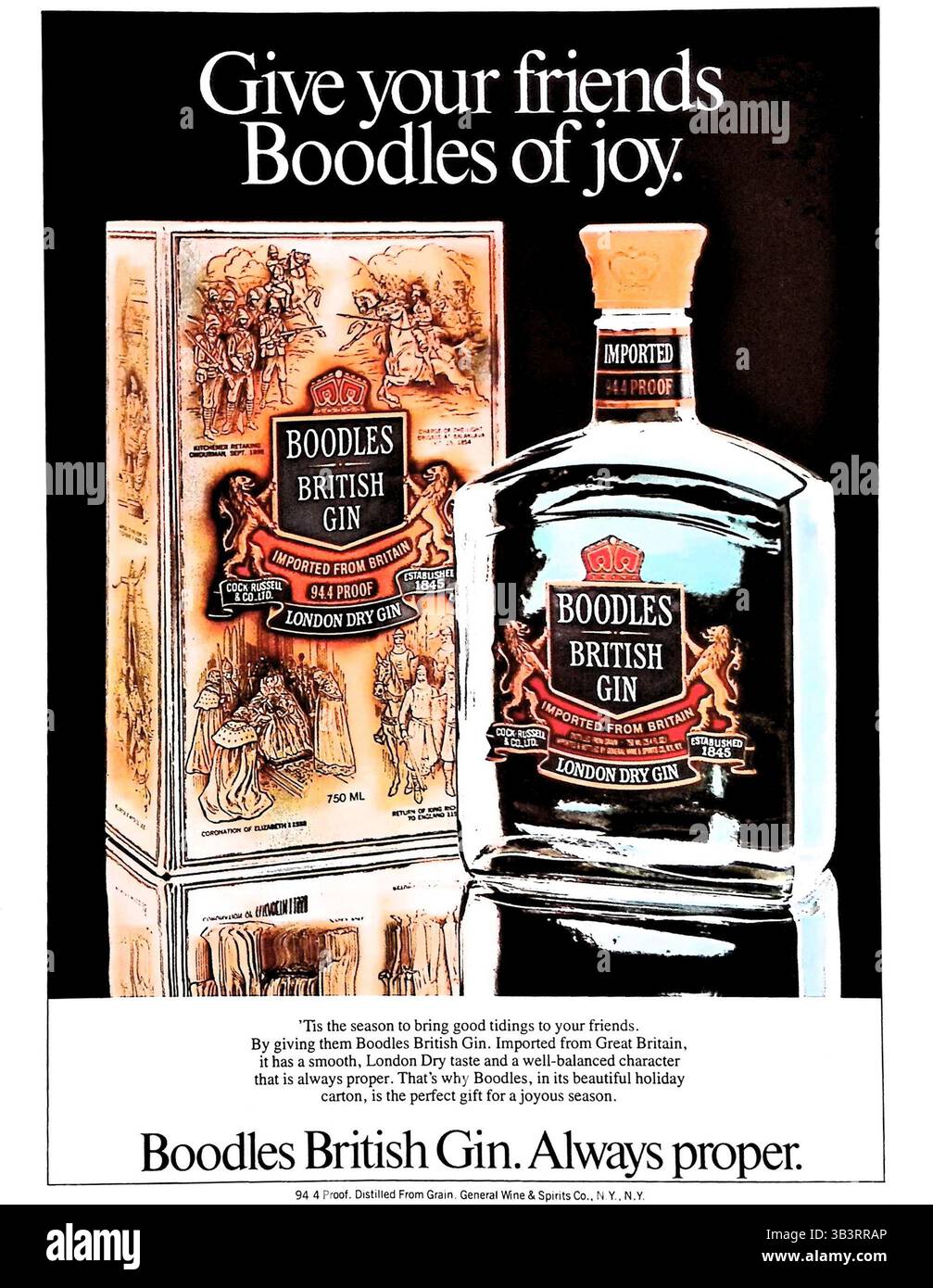 Une publicité de 1981 pour Boodles British Gin. Banque D'Images