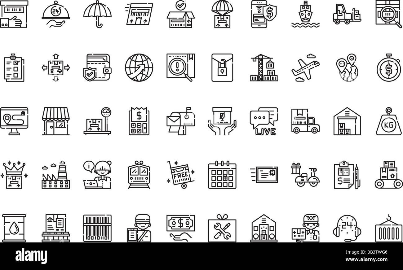 Icônes de livraison logistique icône vectorielle simple. Modèle de conception de symbole d'illustration pour élément d'interface utilisateur mobile Web. Illustration de Vecteur