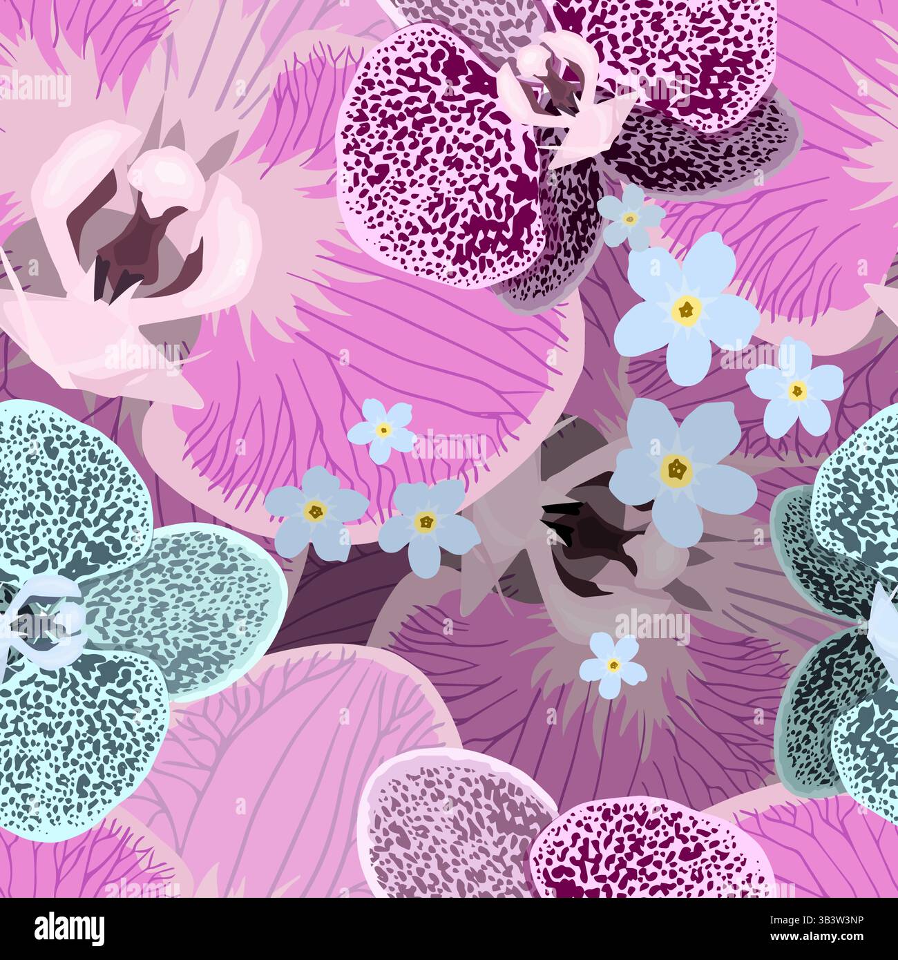 Fond sans couture orchidée. dessin à la main. Pas ai, illustration vectorielle Illustration de Vecteur