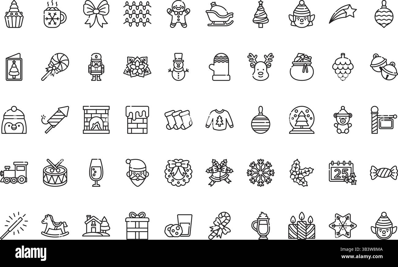 Icônes de ligne de Noël icône vectorielle simple. Modèle de conception de symbole d'illustration pour élément d'interface utilisateur mobile Web. Illustration de Vecteur