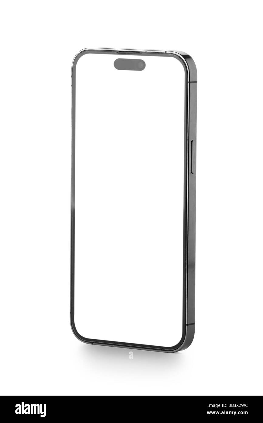 Téléphone portable vierge sur fond blanc Banque D'Images