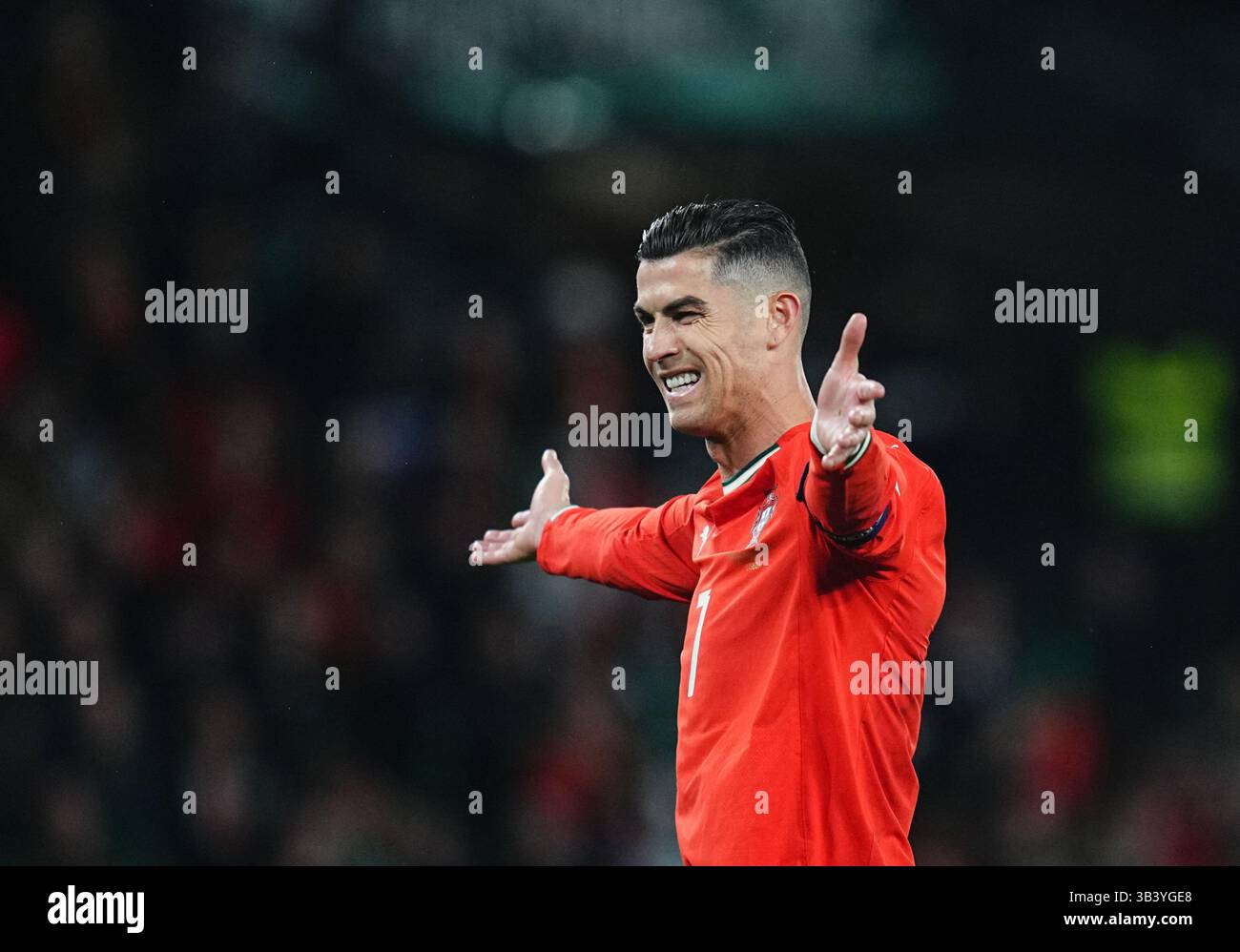 23 mars 2025 : Cristiano Ronaldo, portugais, regarde lors d'un match de l'UEFA Nations League, Portugal vs Danemark, au stade José Alvalade, Lissabon, Portugal. Ulrik Pedersen/CSM Banque D'Images
