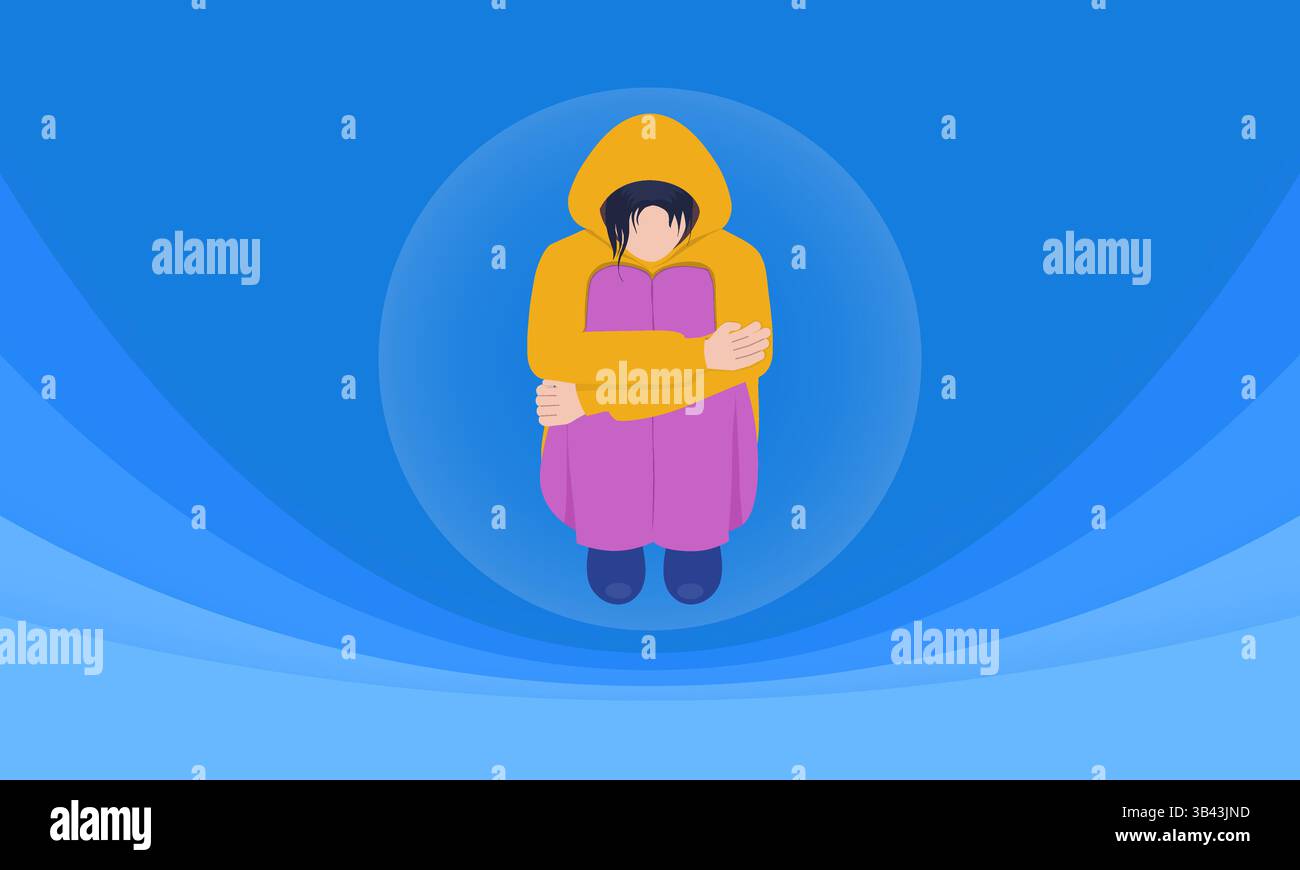 Illustration vectorielle d'un enfant autiste solitaire Illustration de Vecteur