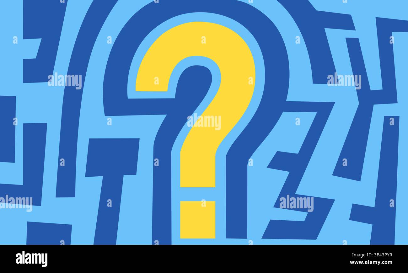 Illustration conceptuelle d'un point d'interrogation dans un labyrinthe, rencontrant des difficultés dans les affaires Illustration de Vecteur