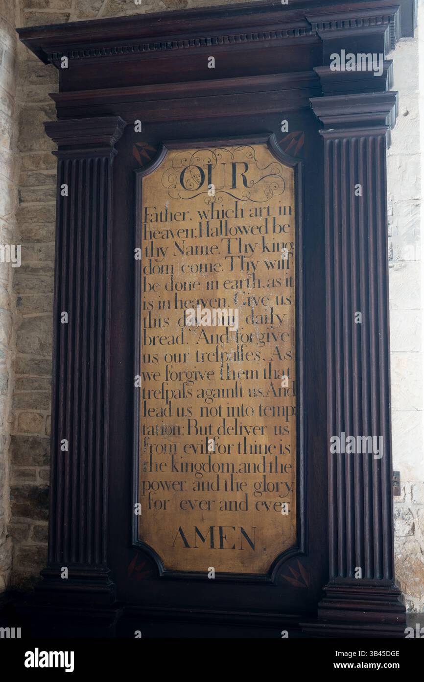 Prière du Seigneur dans l'église de l'Assomption, Lillingstone Lovell, Buckinghamshire, Angleterre, Royaume-Uni Banque D'Images
