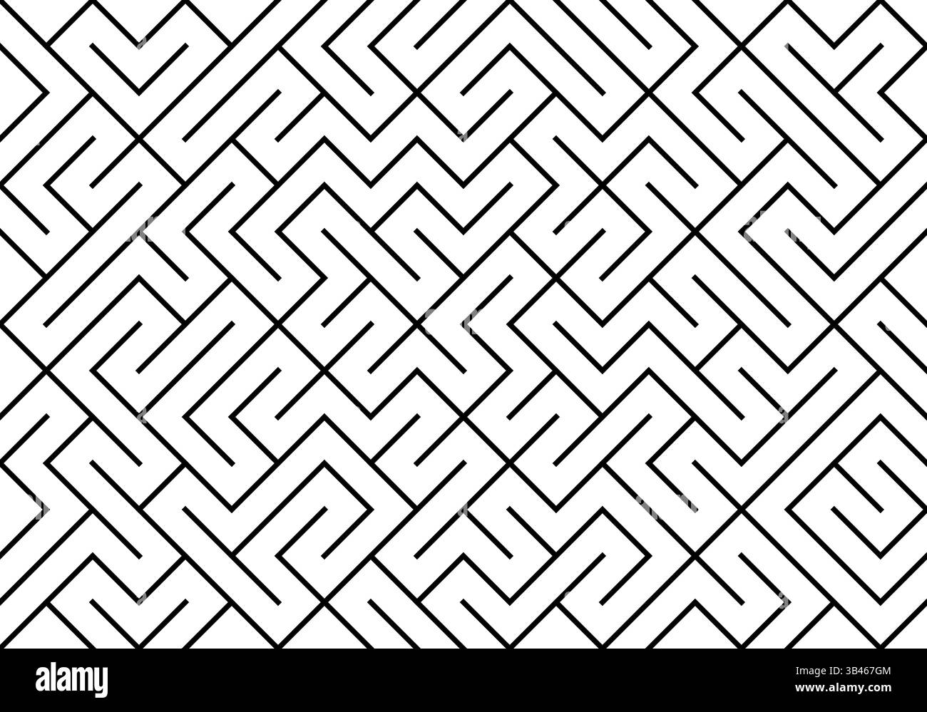 Lignes de labyrinthe noir minimalistes formant un motif net sur fond blanc propre Illustration de Vecteur