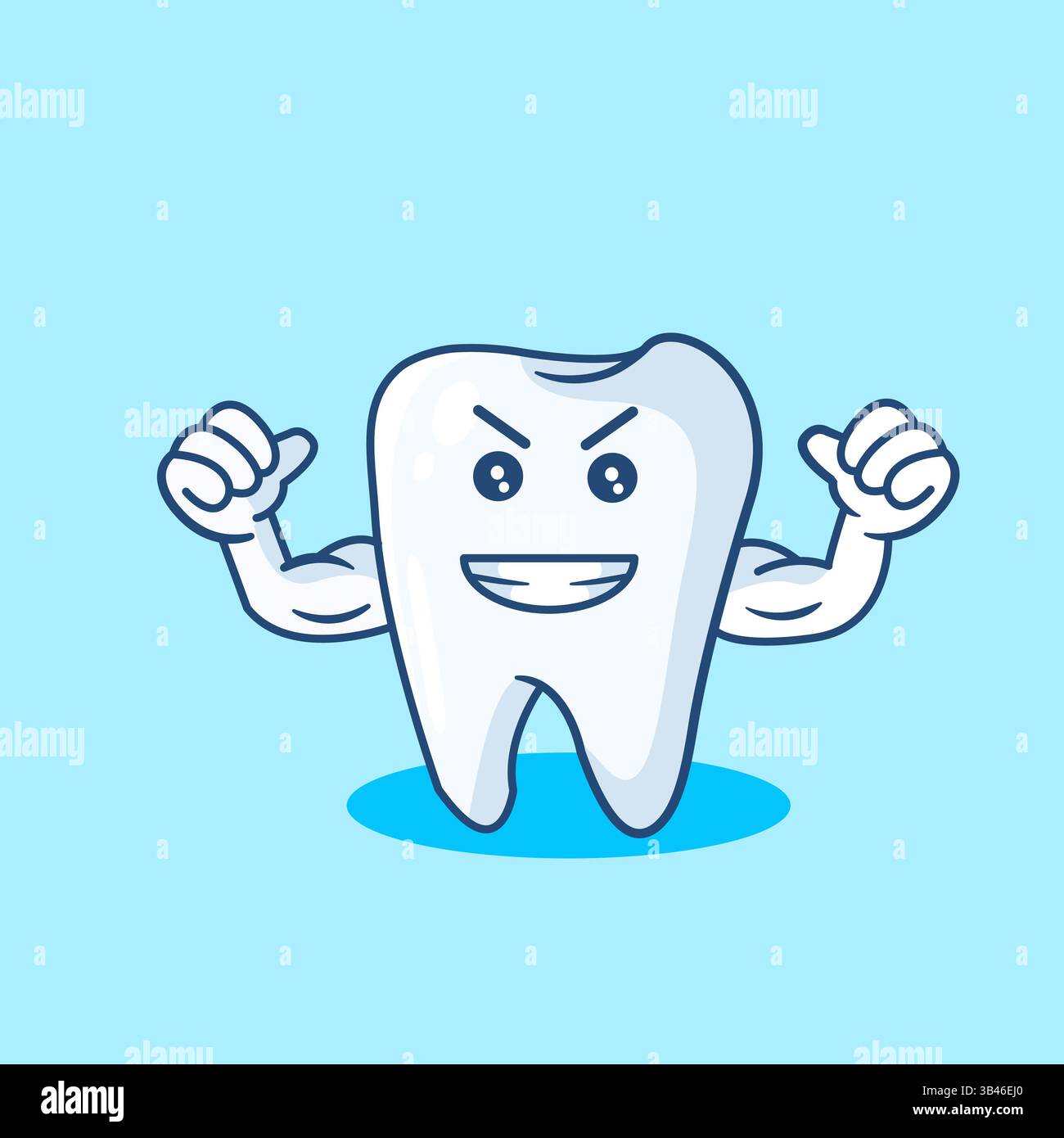 Illustration vectorielle de personnage de dessin animé Strong Tooth Illustration de Vecteur