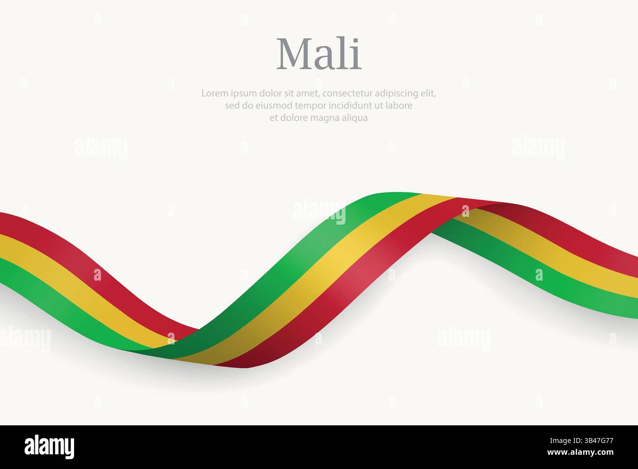 Drapeau du Mali sur ruban ondulant. Modèle pour le jour de l'indépendance Illustration de Vecteur