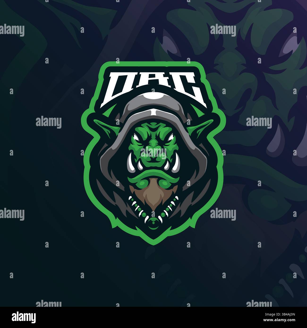 Vecteur de conception de logo de mascotte ORC avec style de concept d'illustration moderne pour l'impression de badge, d'emblème et de t-shirt. Illustration de tête ORC pour le sport et l'esport. Illustration de Vecteur