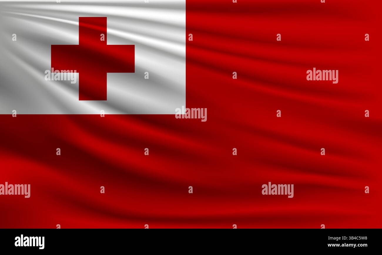 Drapeau de vecteur de Tonga agitant gros plan style illustration Illustration de Vecteur