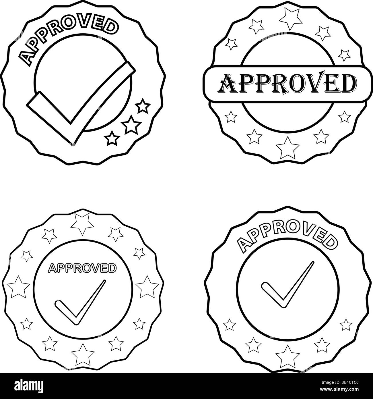 Jeu de vecteurs de joints de validation approuvés colorés Illustration de Vecteur