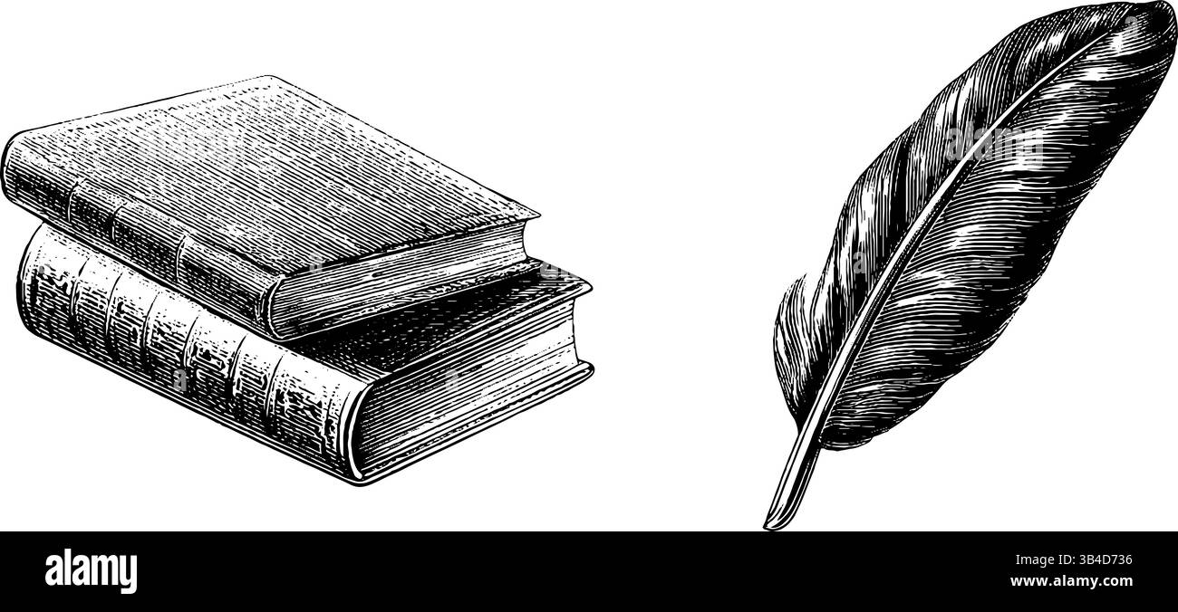 Livre gravé vintage et conception de couronnes pour des thèmes éducatifs et littéraires. Illustration de Vecteur