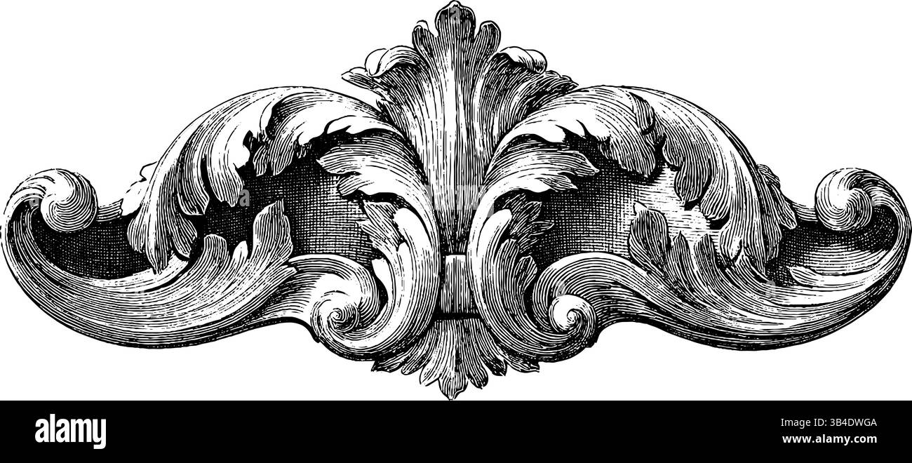 Design complexe de volutes baroques gravées pour l'art décoratif et l'impression. Illustration de Vecteur