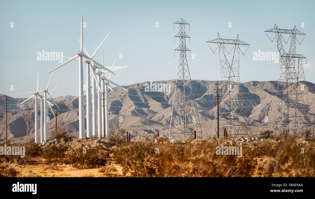 Ferme éolienne dans le désert de Palm Springs, états-unis Banque D'Images