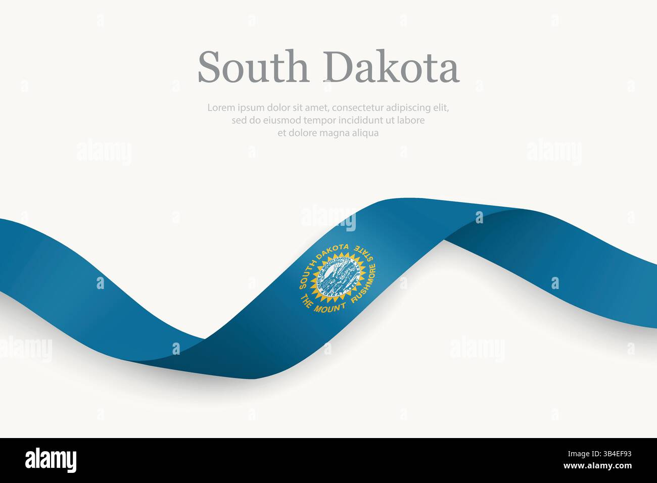 Drapeau du Dakota du Sud sur ruban ondulant avec un design élégant. État des États-Unis Illustration de Vecteur