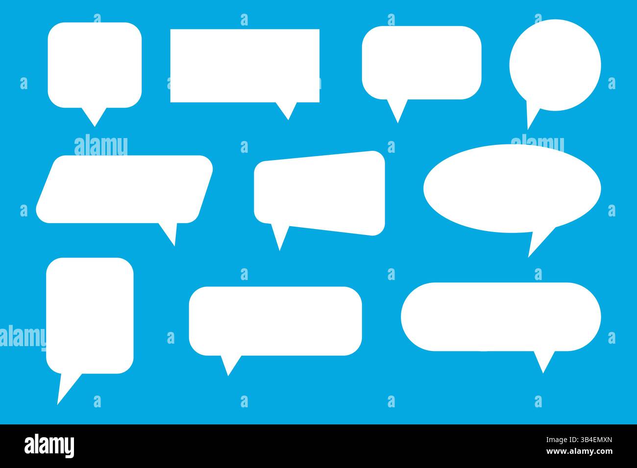 Collection de divers vecteurs de forme de bulles de parole sur un fond bleu. vecteur de forme de communication. vecteur de forme de boîte de dialogue Illustration de Vecteur