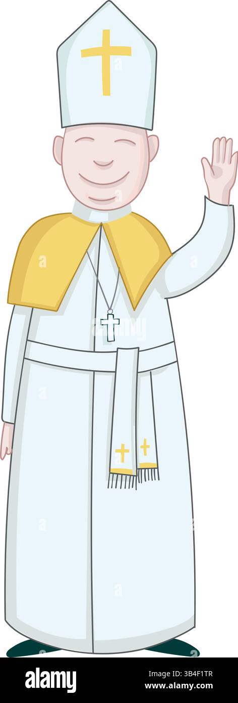Le nouveau pape salue dans un style de dessin animé. Illustration vectorielle verticale Illustration de Vecteur Le nouveau pape salue dans un style de dessin animé. Illustration vectorielle verticale Illustration de Vecteur