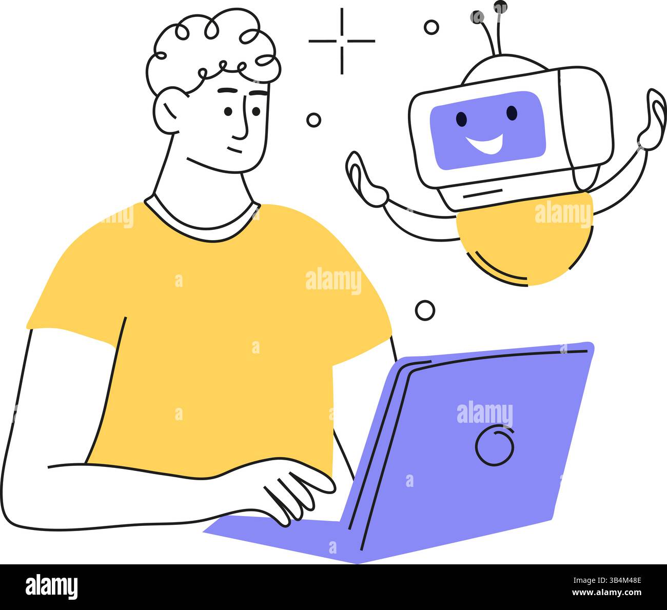 Éducation avec vecteur de technologie IA. Étudiants et enseignants utilisant des outils d’intelligence artificielle pour l’apprentissage, l’enseignement, la planification de leçons et les examens Illustration de Vecteur