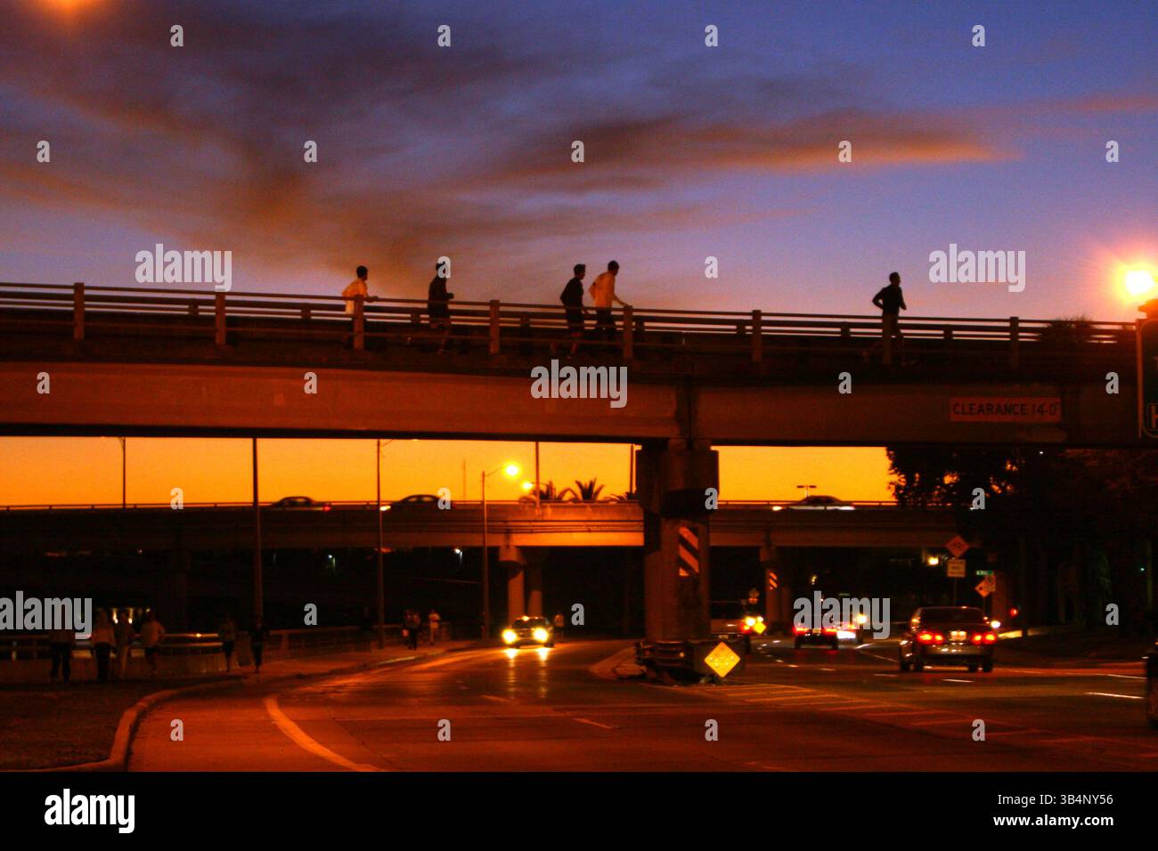 05 janvier 2010 - Tampa, FL, États-Unis - TP 316519  SANT Running .Luis Santana | Times.(1/5/2010, Tampa,FL) ..les coureurs parcourent le pont de Davis Island pour traverser Bayshore Blvd. ..four Green Fields Running Club se réunit tous les mardis à 18 h. les participants courent un 5 km le long du boulevard Bayshore, puis retournent au pub pour manger un repas gratuit après course.[Luis Santana | Times] (Credit image : © créé Petersburg Times/ZUMApress.com) Banque D'Images