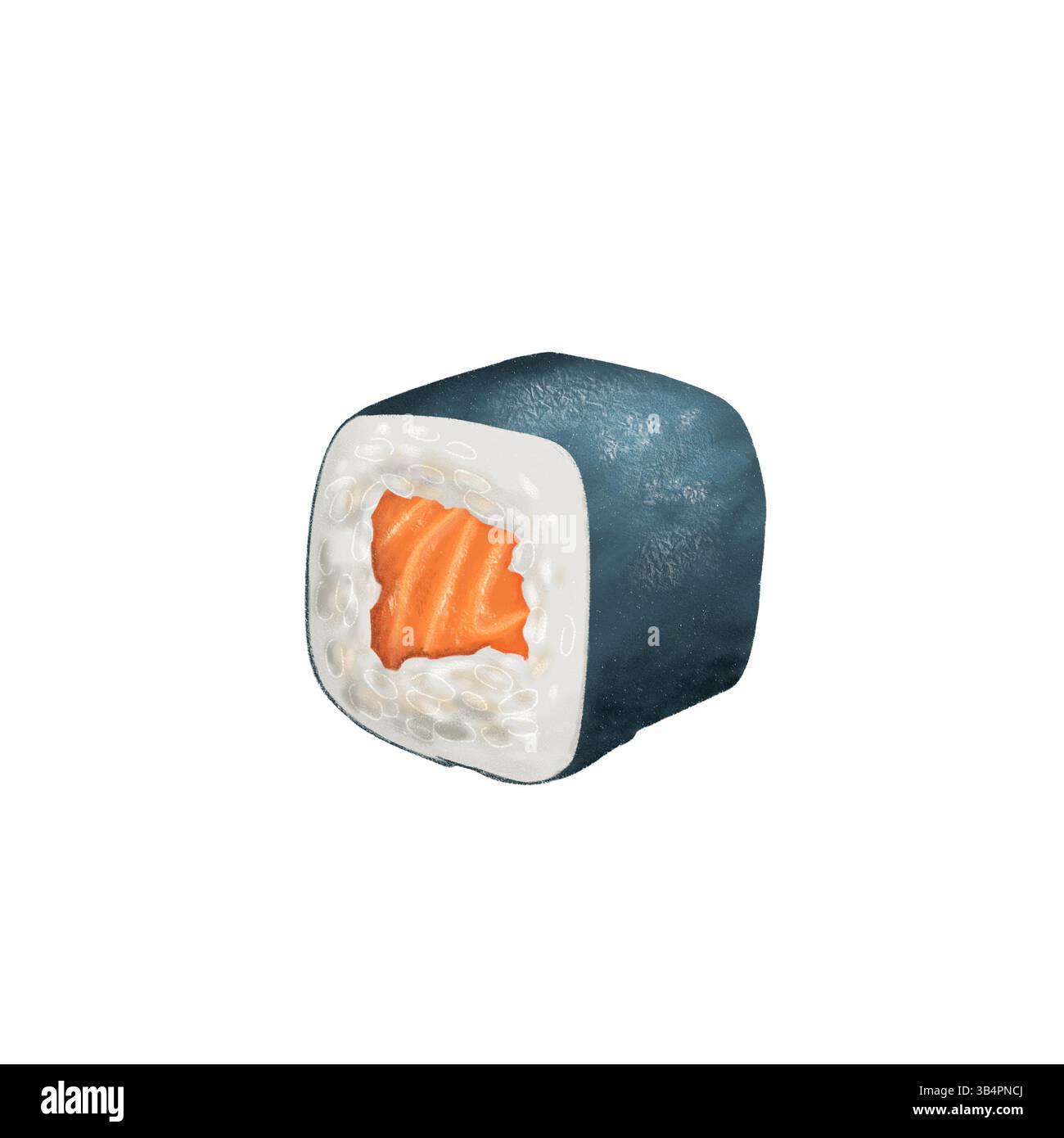 Illustration délicieuse de rouleau de sushi. Dessin de sushi illustration réaliste isolé. Illustration de nourriture japonaise dessinée à la main. Restaurant japonais Banque D'Images
