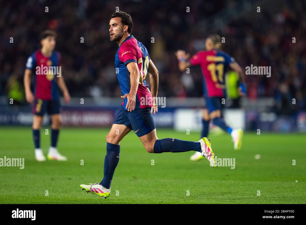 Barcelone, Espagne. 30 avril 2025. Eric Garcia du FC Barcelone célèbre lors de la demi-finale de l'UEFA Champions League 1ère manche entre le FC Barcelone et l'Inter Milan à Barcelone, Espagne, le 30 avril 2025. Crédit : Joan Gosa/Xinhua/Alamy Live News Banque D'Images