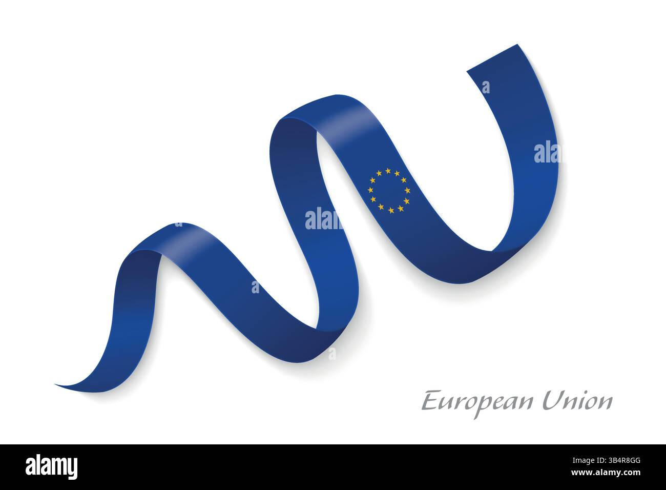 Ruban de drapeau de l'Union européenne agitant les couleurs nationales, symbolisant la fierté, l'unité et l'identité nationale Illustration de Vecteur