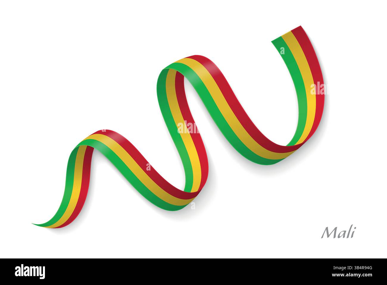 Ruban de drapeau du Mali agitant les couleurs nationales, symbolisant la fierté, l'unité et l'identité nationale Illustration de Vecteur