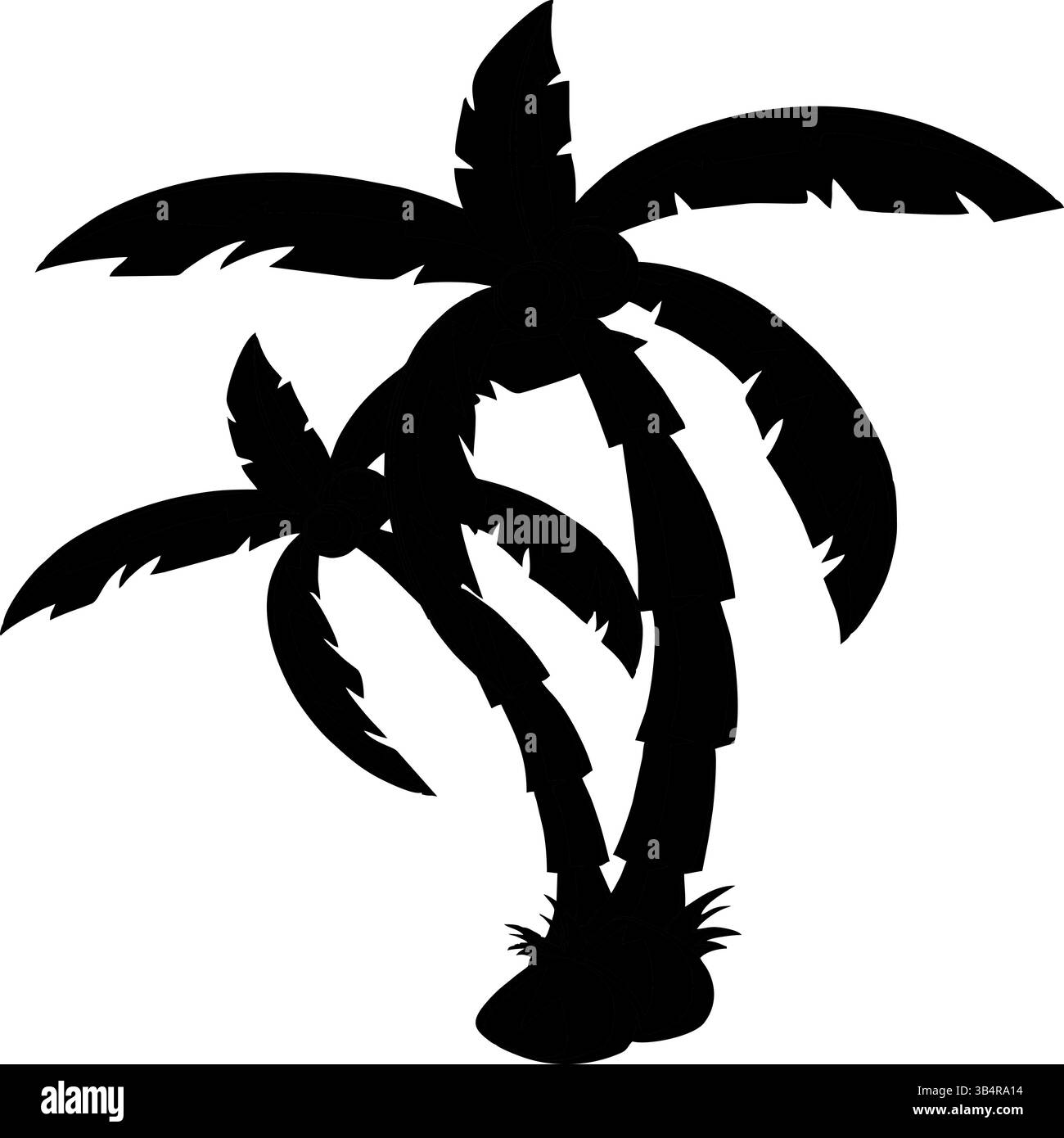 Black Coconut Tree Silhouette Vector - parfait pour les designs tropicaux et sur le thème de la plage Illustration de Vecteur