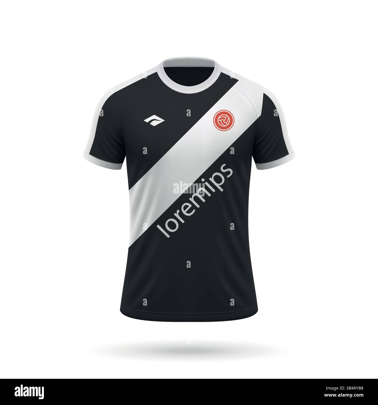 Maillot de football 3d réaliste dans le style Vasco da Gama, modèle de maillot de club de football 2025 Illustration de Vecteur