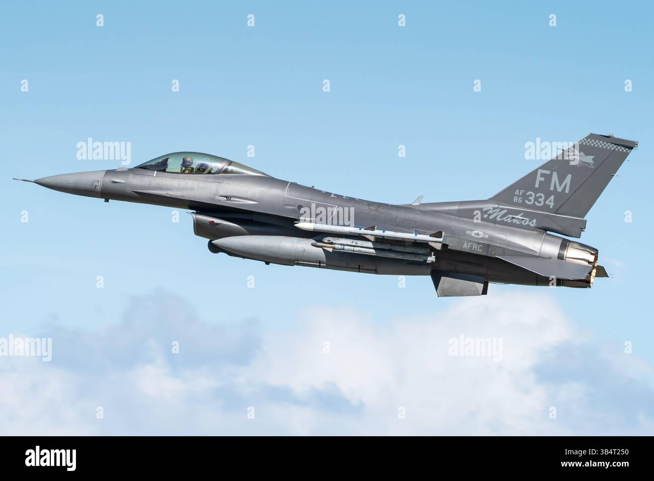 Un F-16 du 93e escadron de chasse, surnommé le Makos, fait partie de la 482e escadre de chasse du Commandement de la réserve de l'Air Force à la base de réserve aérienne de Homestead. Banque D'Images