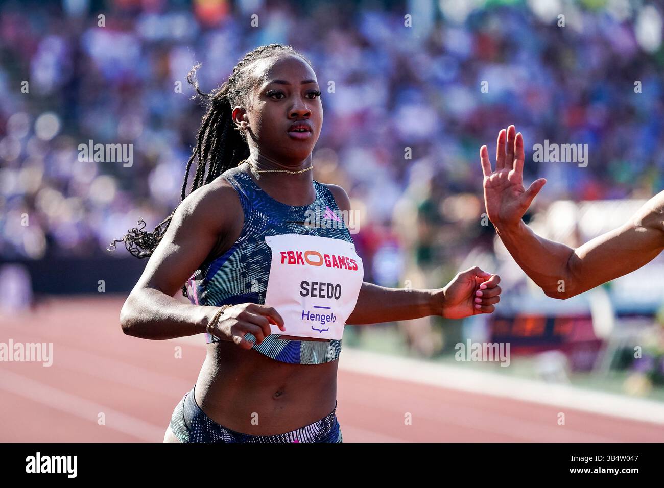 HENGELO, PAYS-BAS - 4 JUIN : la néerlandaise N'Ketia Seedo participe au 100m féminin lors des Jeux FBK 2023 au stade FBK le 4 juin 2023 à Hengelo, pays-Bas (photo de Rene Nijhuis/BSR Agency) Banque D'Images