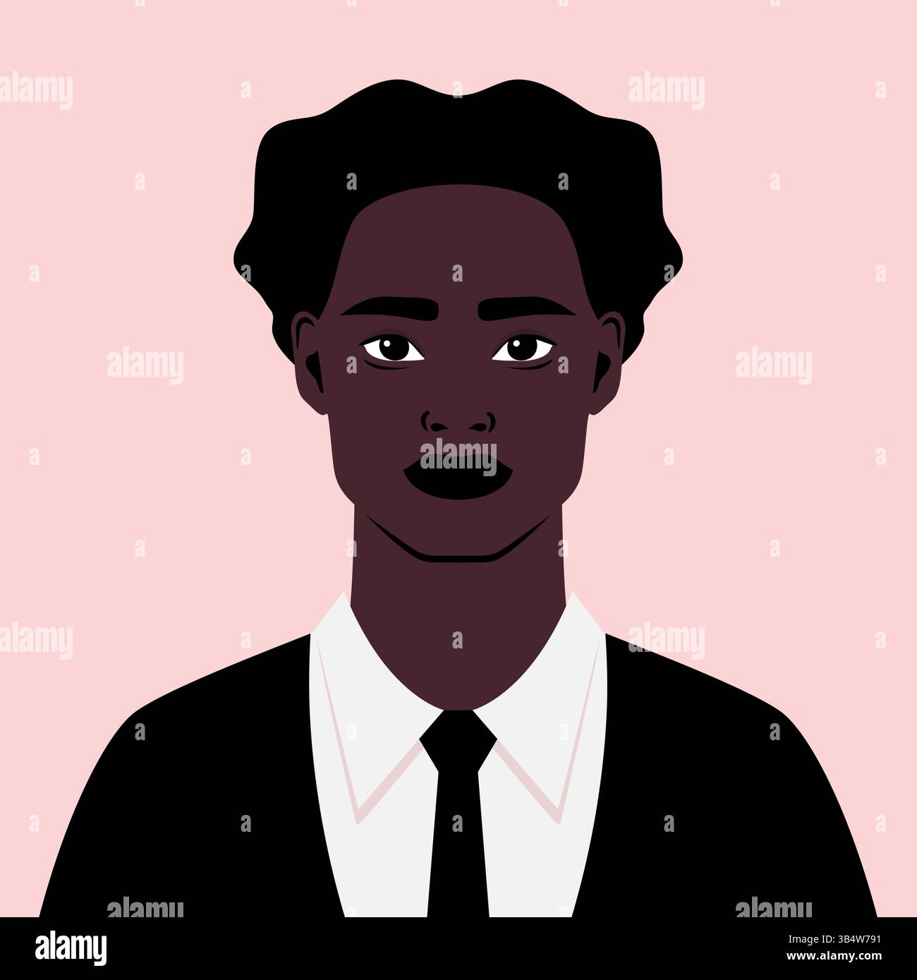 Portrait d'un jeune homme afro-américain en costume et cravate. Avatar d'un jeune homme africain. Illustration vectorielle Illustration de Vecteur