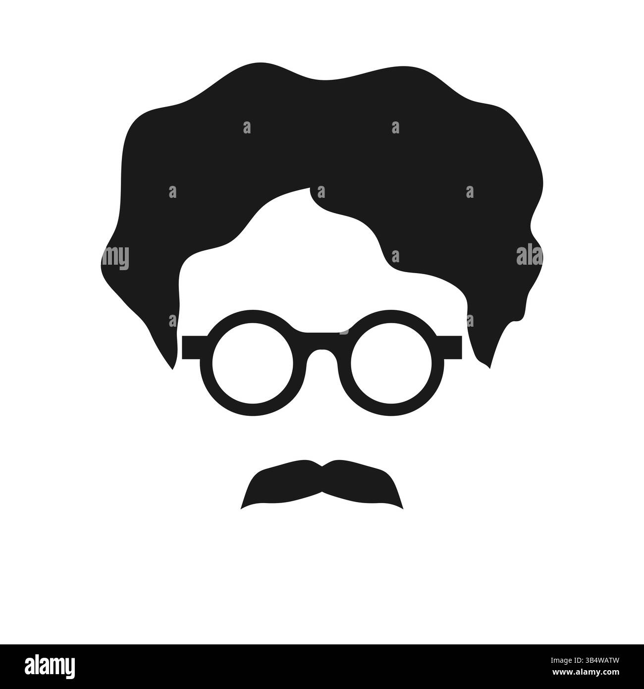 Homme avec moustache portant des lunettes. Icône vectorielle minimaliste abstraite. Coupe de cheveux, lunettes et moustache. Portrait sans visage d'un visage masculin en lunettes Illustration de Vecteur