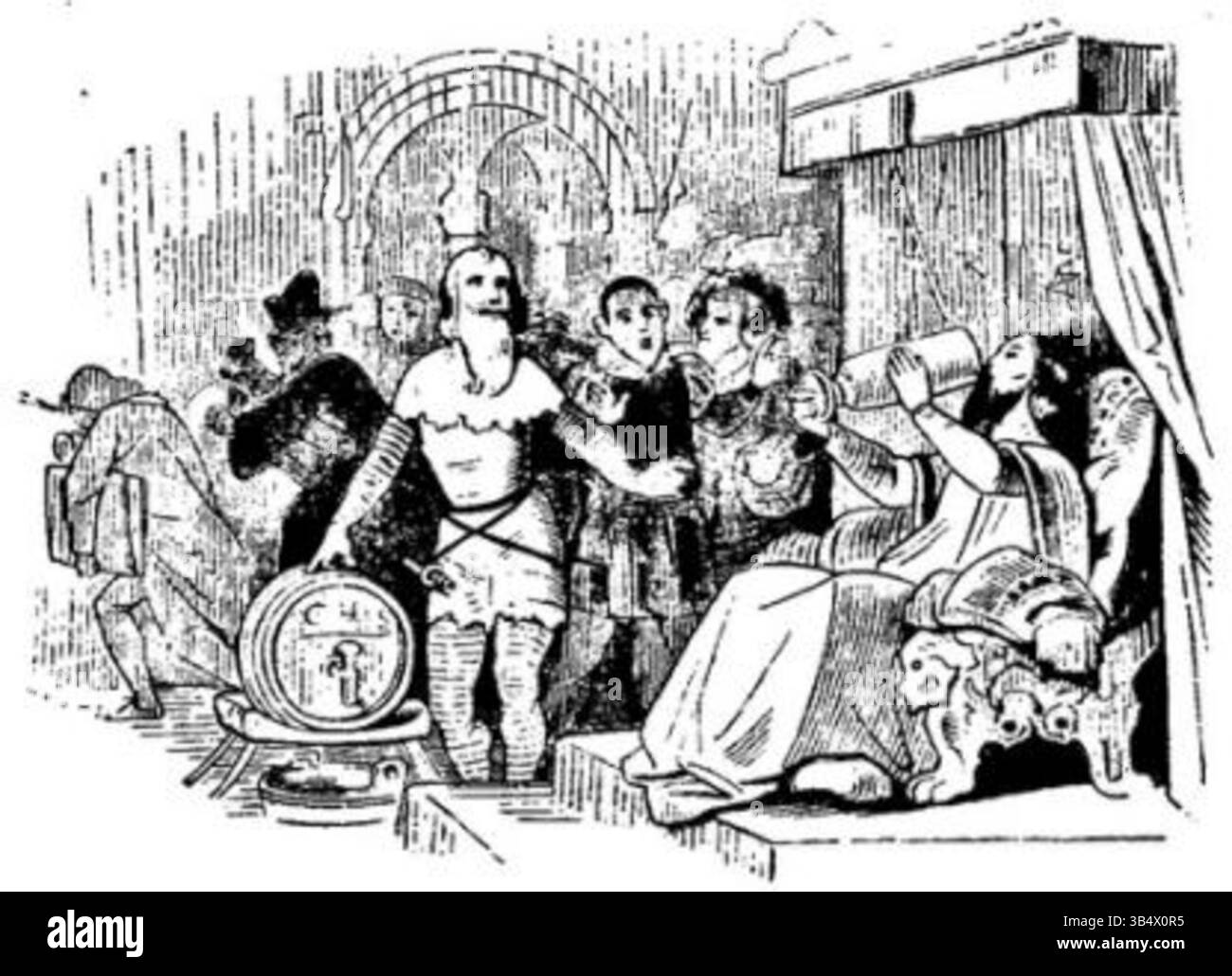 Cette illustration de 1846 tirée de Fliegende Blätter, un magazine satirique allemand, présente une scène humoristique du deuxième volume de la publication. Banque D'Images