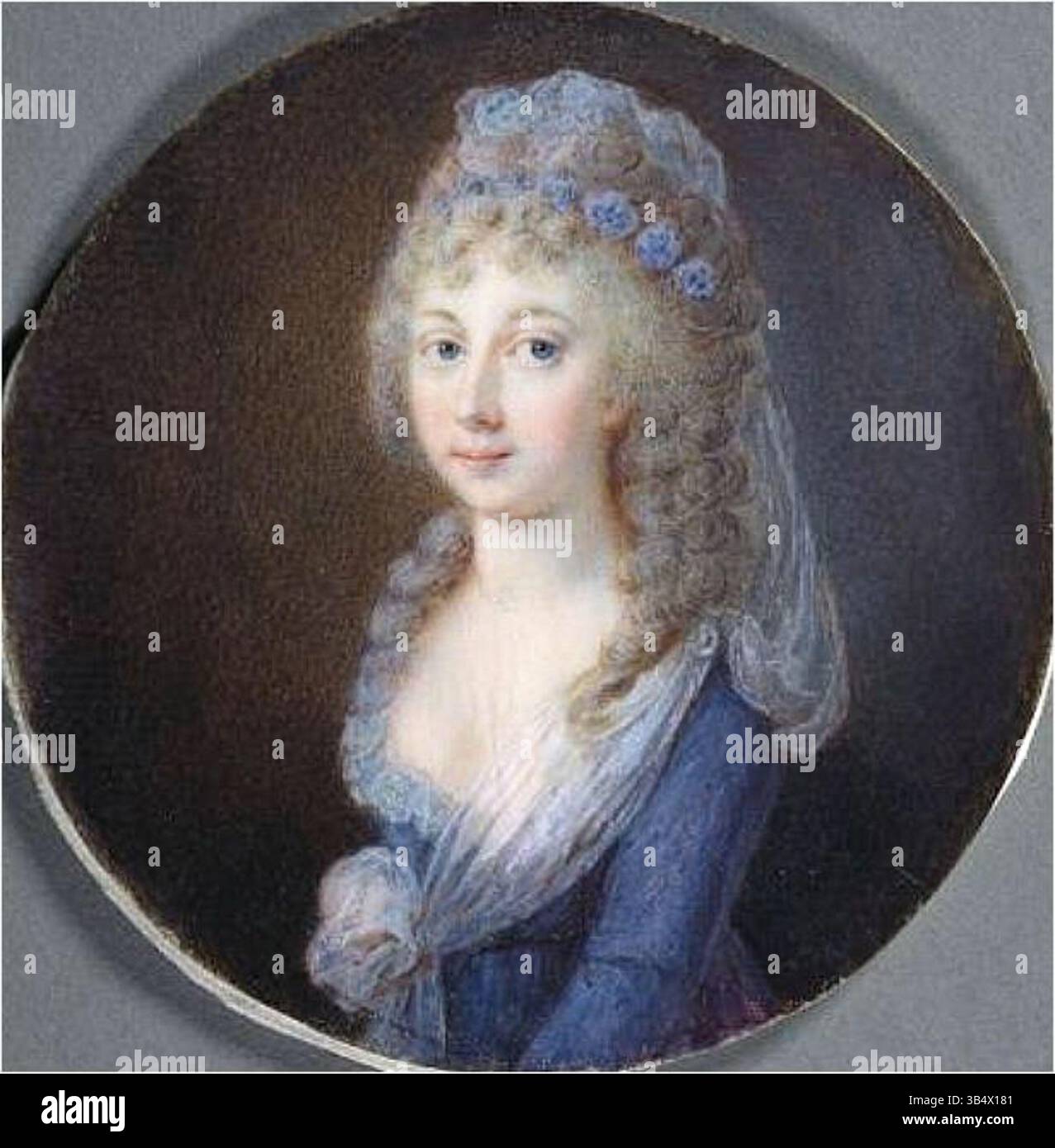 Ce portrait miniature, réalisé à la fin du XVIIIe siècle, représente Marie-Thérèse, duchesse de Angoulême, fille de Louis XVI de France et de Marie-Antoinette. La pièce, logée dans le palais de la Hofburg, la dépeint en tenue royale. Banque D'Images