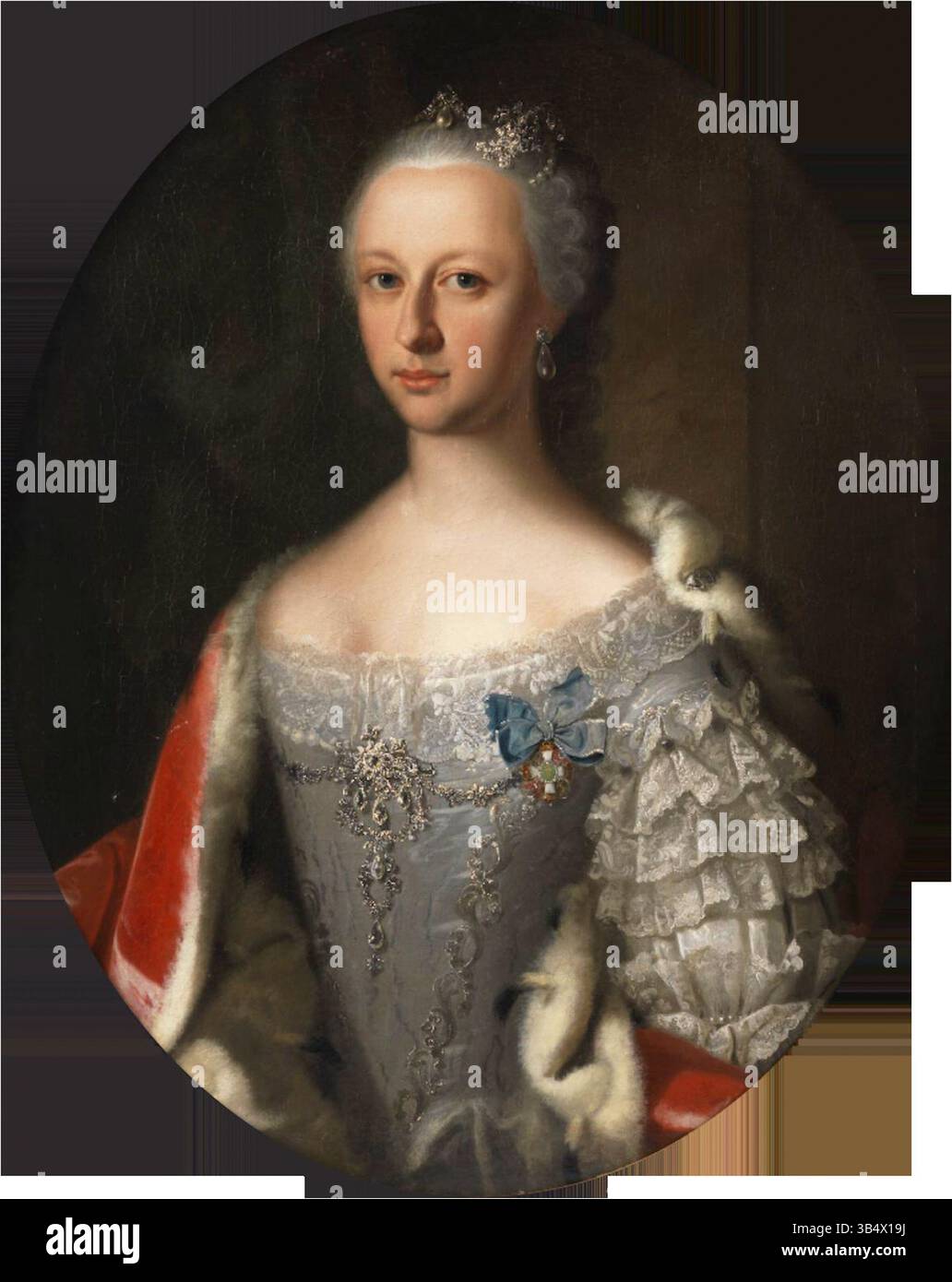Ce portrait du XVIIIe siècle, probablement de Maria Christina, duchesse de Teschen, reflète le style de l'école viennoise à l'huile sur toile. Banque D'Images