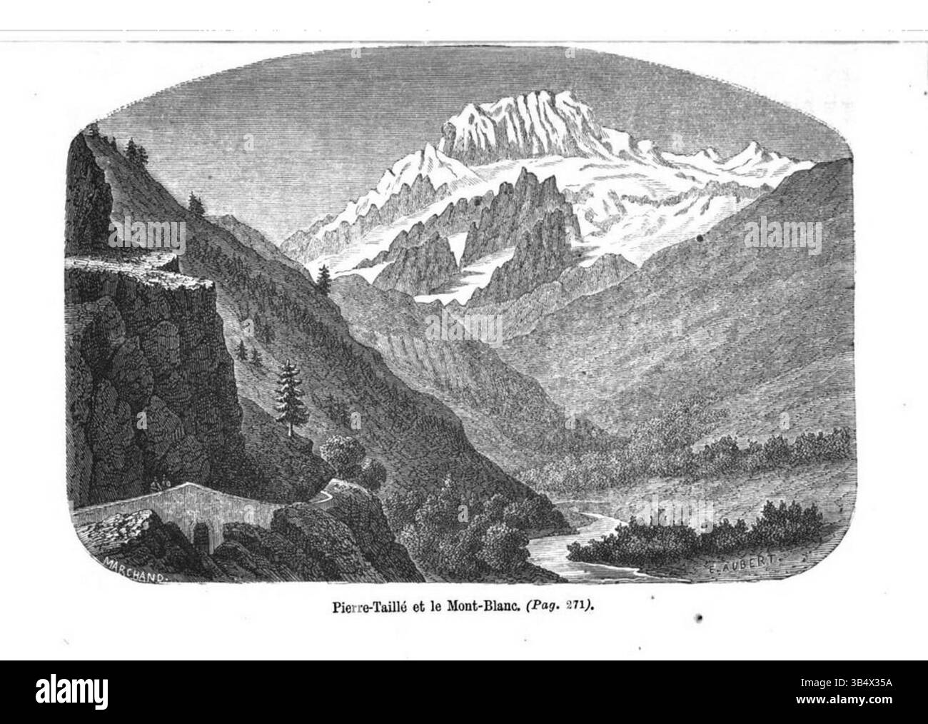 Cette gravure d’Édouard Aubert présente une carrière de pierre et le Mont Blanc, capturant le paysage accidenté et la présence imposante du plus haut sommet d’Europe en arrière-plan. Banque D'Images Cette gravure d’Édouard Aubert présente une carrière de pierre et le Mont Blanc, capturant le paysage accidenté et la présence imposante du plus haut sommet d’Europe en arrière-plan. Banque D'Images