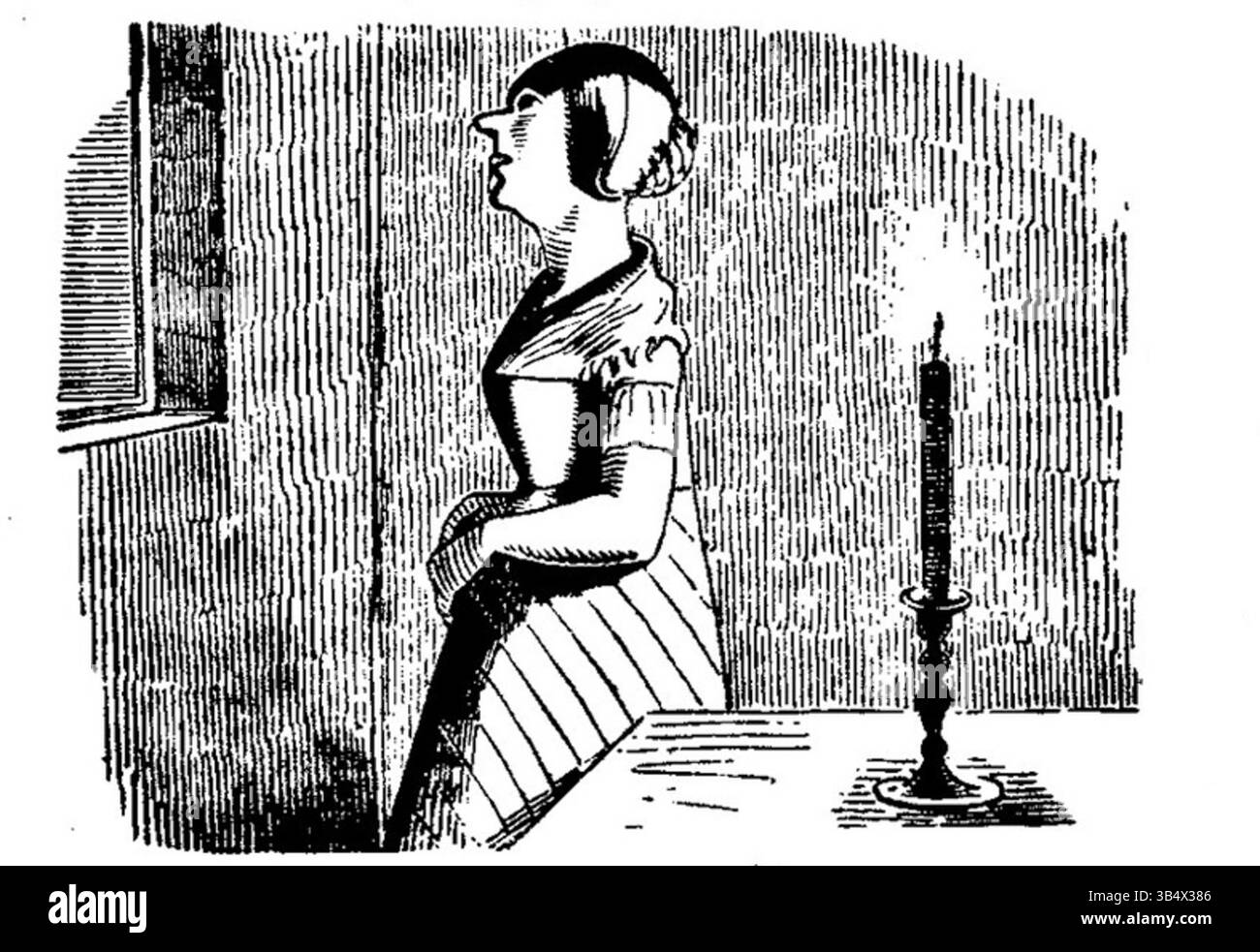 Illustration tirée de 'Fliegende Blätter' (1846) par un artiste inconnu, capturant un moment satirique de la société allemande. L’œuvre utilise l’humour pour critiquer les enjeux culturels et sociaux de l’époque. Banque D'Images