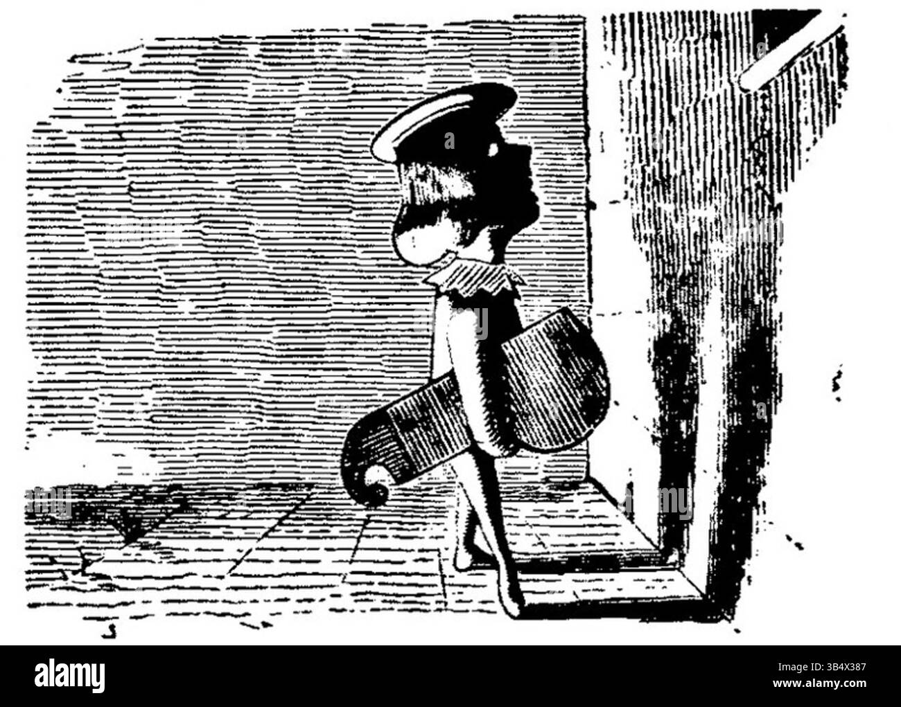 Illustration d'un artiste inconnu de 'Fliegende Blätter' (1846), représentant un moment satirique de la société allemande. L'image reflète la critique humoristique des thèmes culturels communs dans la publication. Banque D'Images