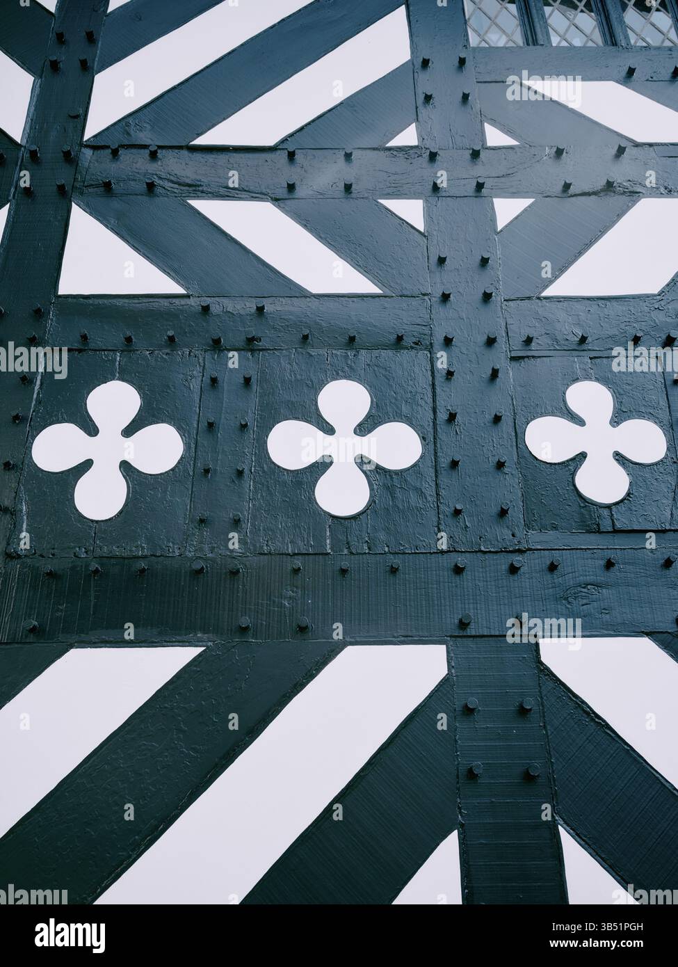 Speke Hall, détail en bois, manoir Tudor à Speke, Liverpool, Angleterre. ROYAUME-UNI Banque D'Images