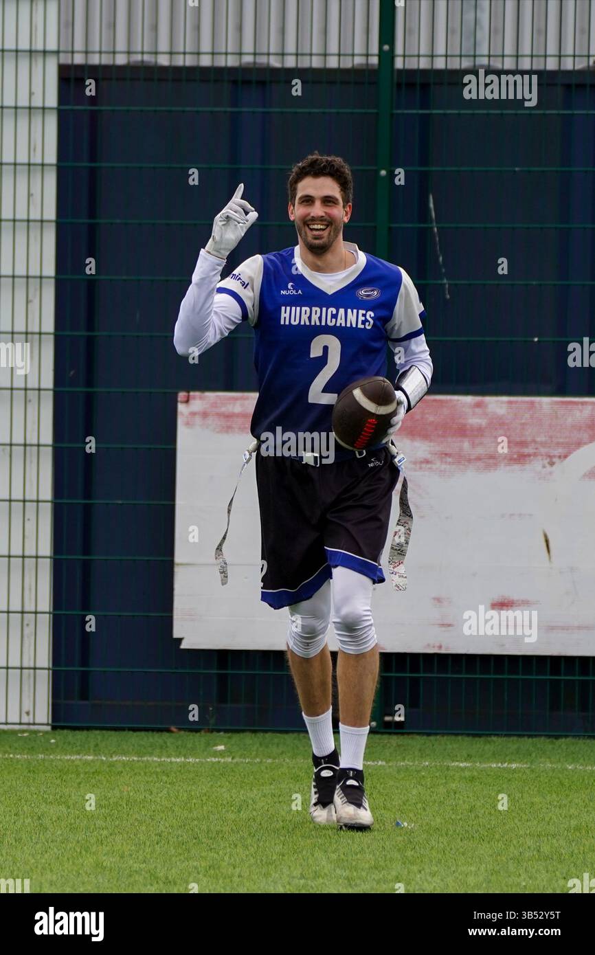 Kostas Karras, Flag Football, British Southern Premiership, Cardiff Banque D'Images