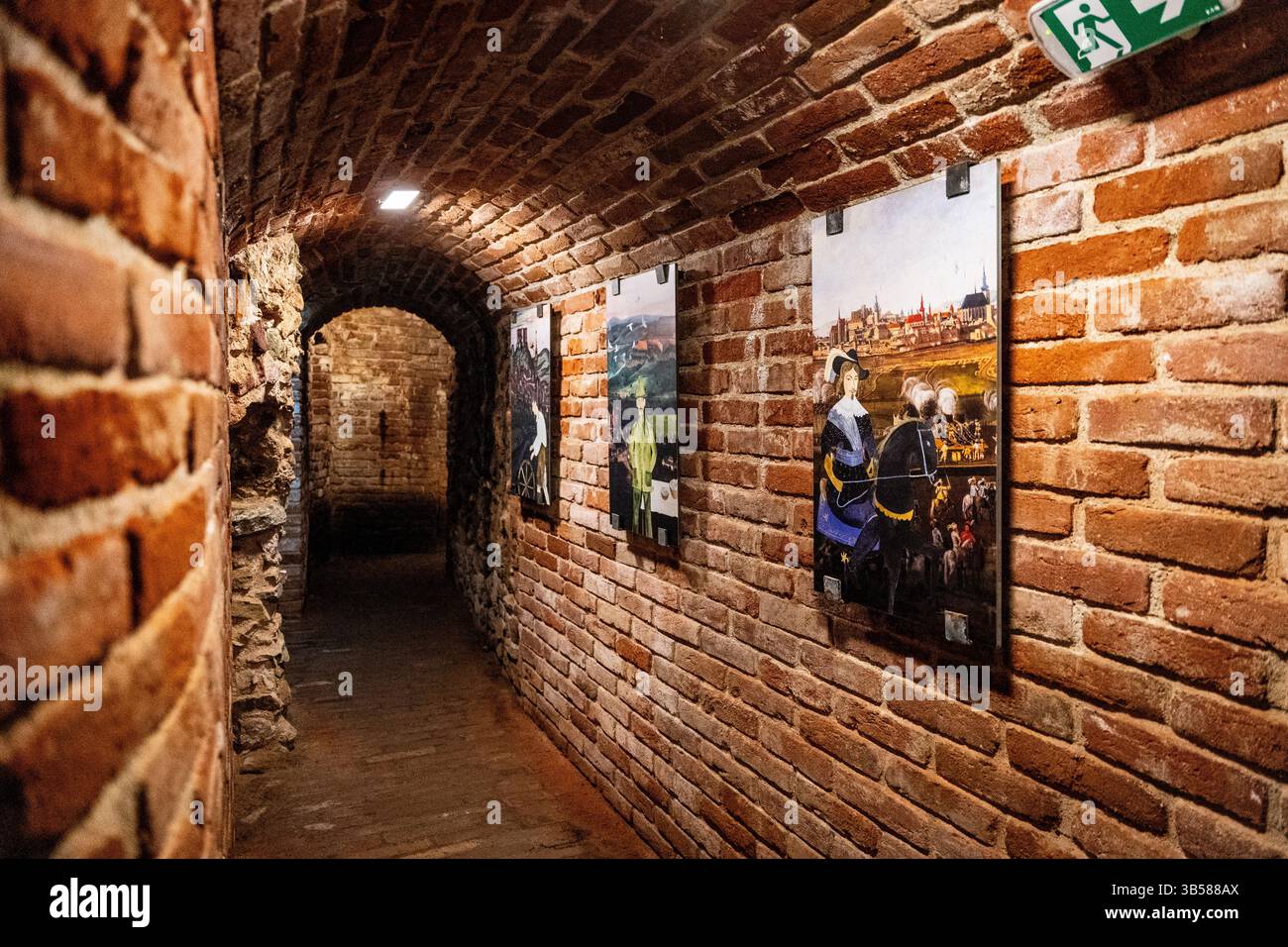 Cave sous le nouvel hôtel de ville, une exposition multimédia souterraine racontant des histoires et des légendes du passé de la ville, Brno, République tchèque (Tchéquie) Banque D'Images