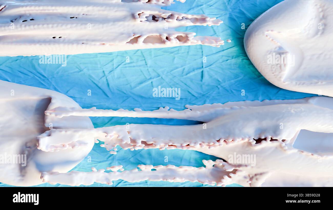 Frottis de crème cosmétique blanche en gros plan, gel hydratant fluide, lotion de soin pour la peau moussant. Beauté Skincare Liquid. Produit cosmétique crémeux biologique Banque D'Images