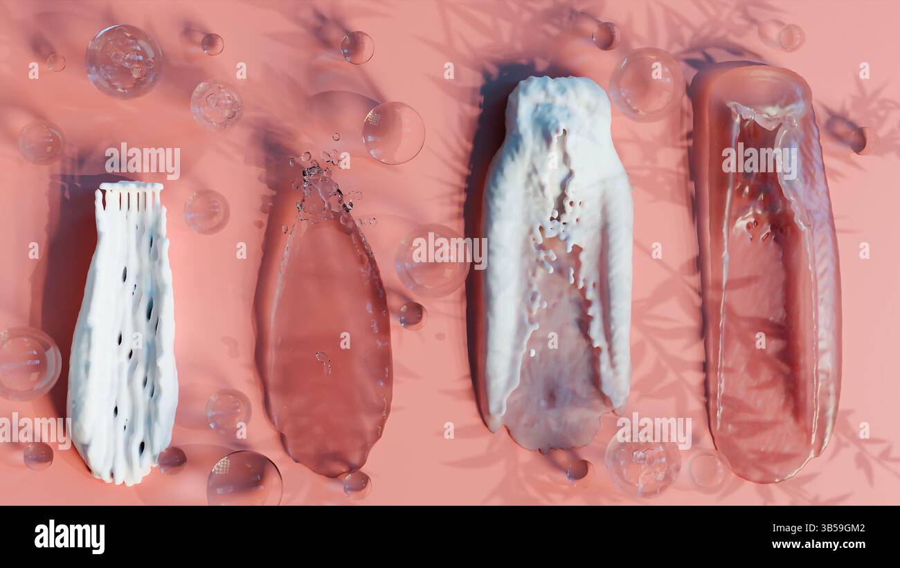 Frottis de crème cosmétique blanche en gros plan, gel hydratant fluide, lotion de soin pour la peau moussant. Beauté Skincare Liquid. Produit cosmétique crémeux biologique Banque D'Images