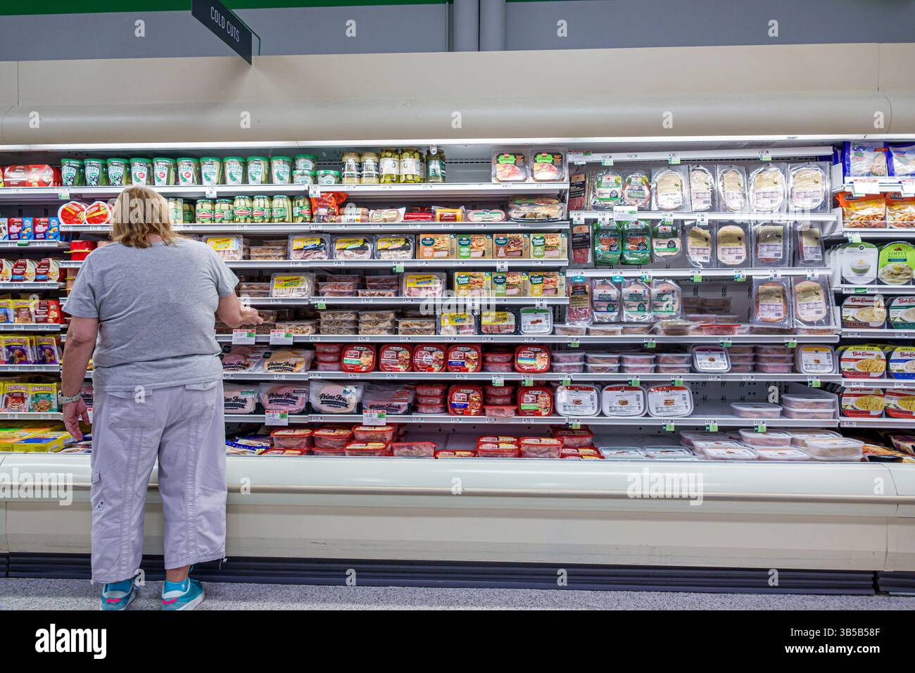 Miami Beach Floride, Collins Avenue, supermarché Publix épicerie magasin d'alimentation, allée intérieure, vente d'affichage, section réfrigérée, charcuterie charcuterie Banque D'Images