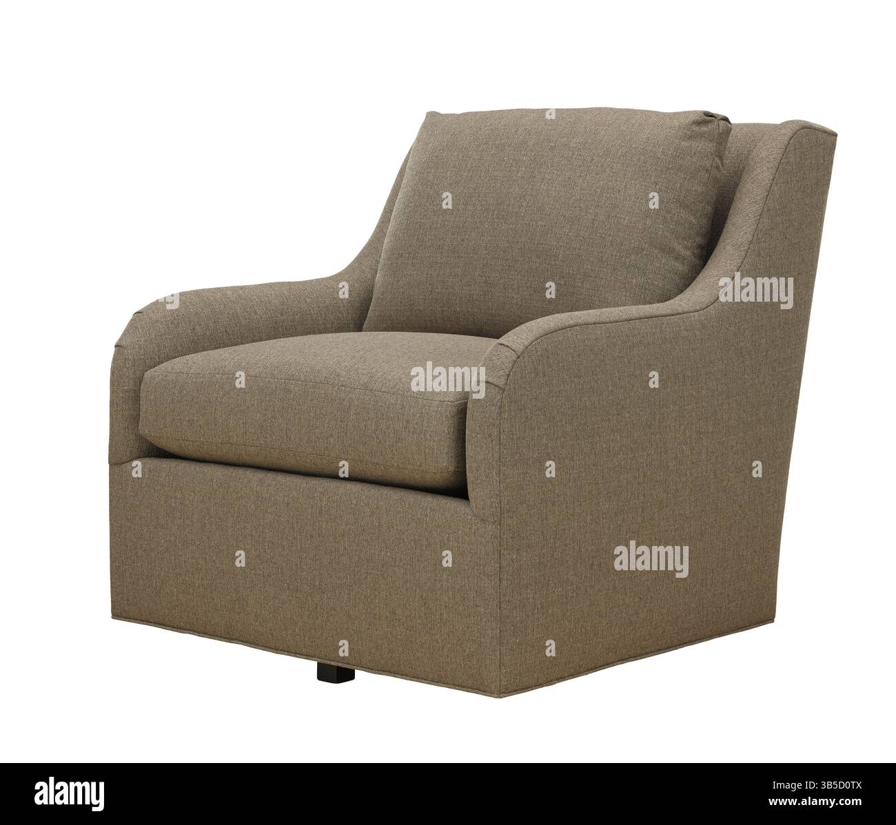 isolé sur un fond blanc, un fauteuil pivotant marron présente un mélange de design moderne et de confort invitant son tissu doux et son coussin moelleux Banque D'Images