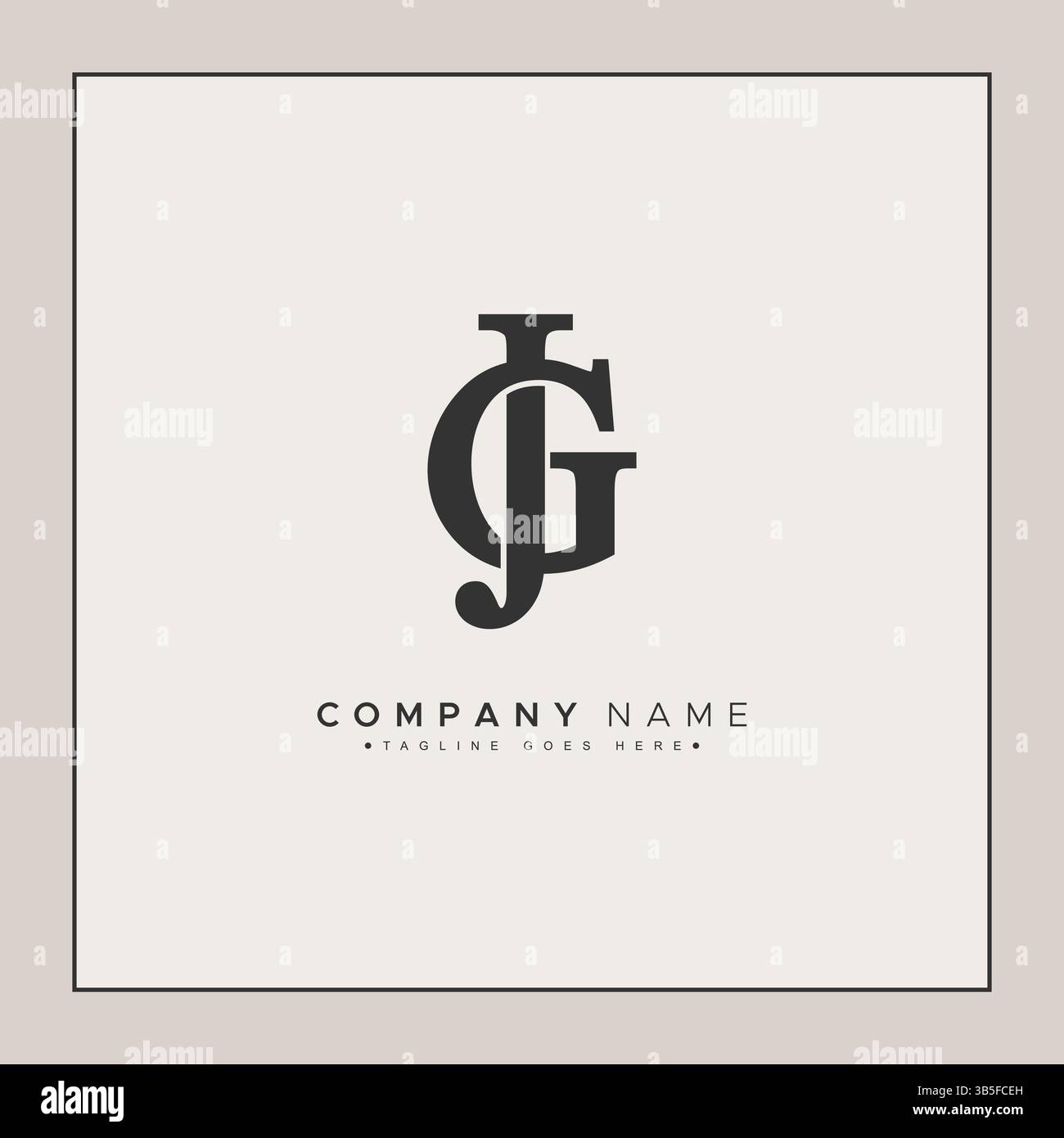 Logo vectoriel minimal JG ou GJ - logo commercial simple pour monogramme J et G. Illustration de Vecteur
