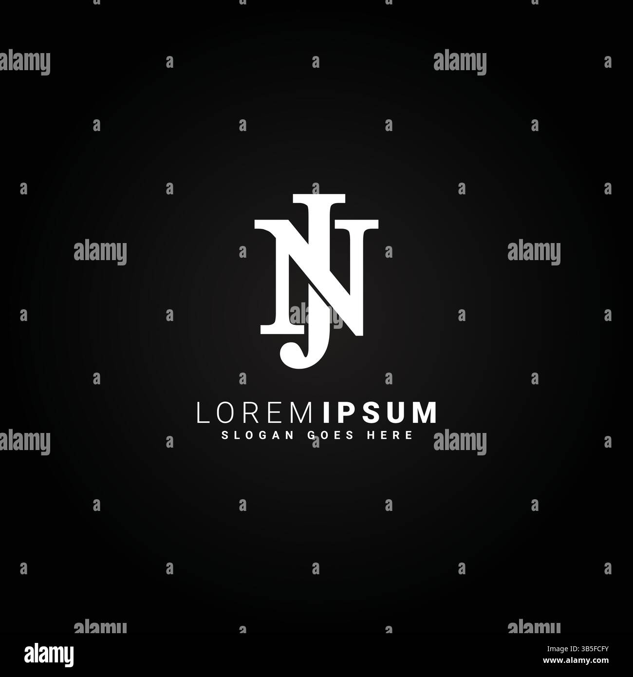 Logo créatif pour les initiales JN ou NJ en style monogramme - modèle vectoriel pour les lettres initiales J et N. Illustration de Vecteur