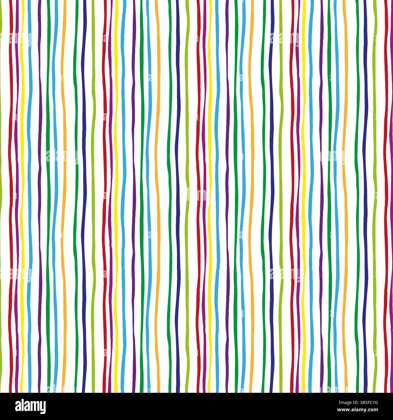 Motif rayé avec des lignes verticales imparfaites et irrégulières. Fines rayures colorées de style doodle dans un fond vectoriel dessiné à la main. Créé entièrement Illustration de Vecteur