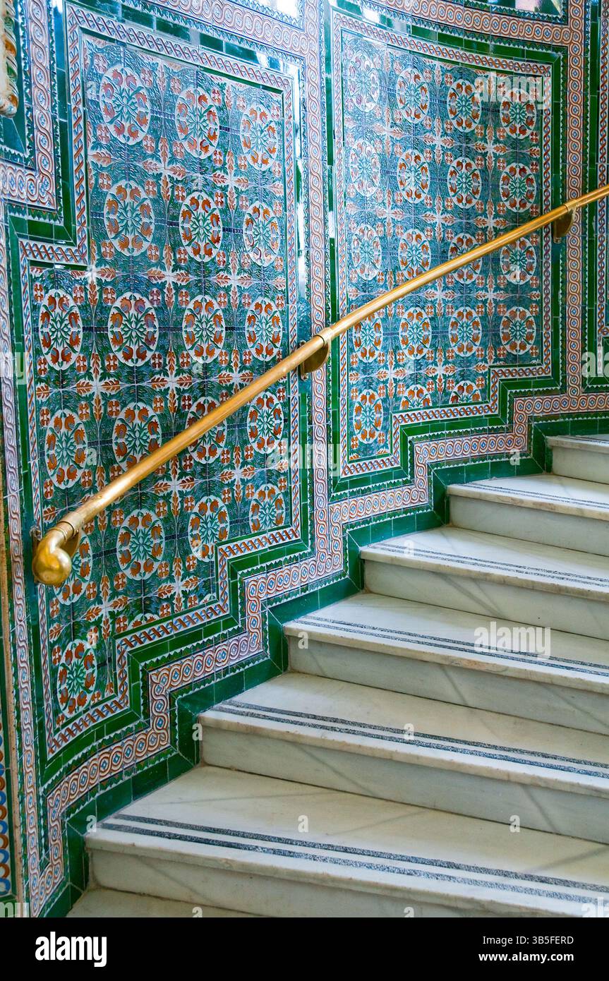 Escaliers, Palais de Cibeles, Madrid, Espagne. Banque D'Images